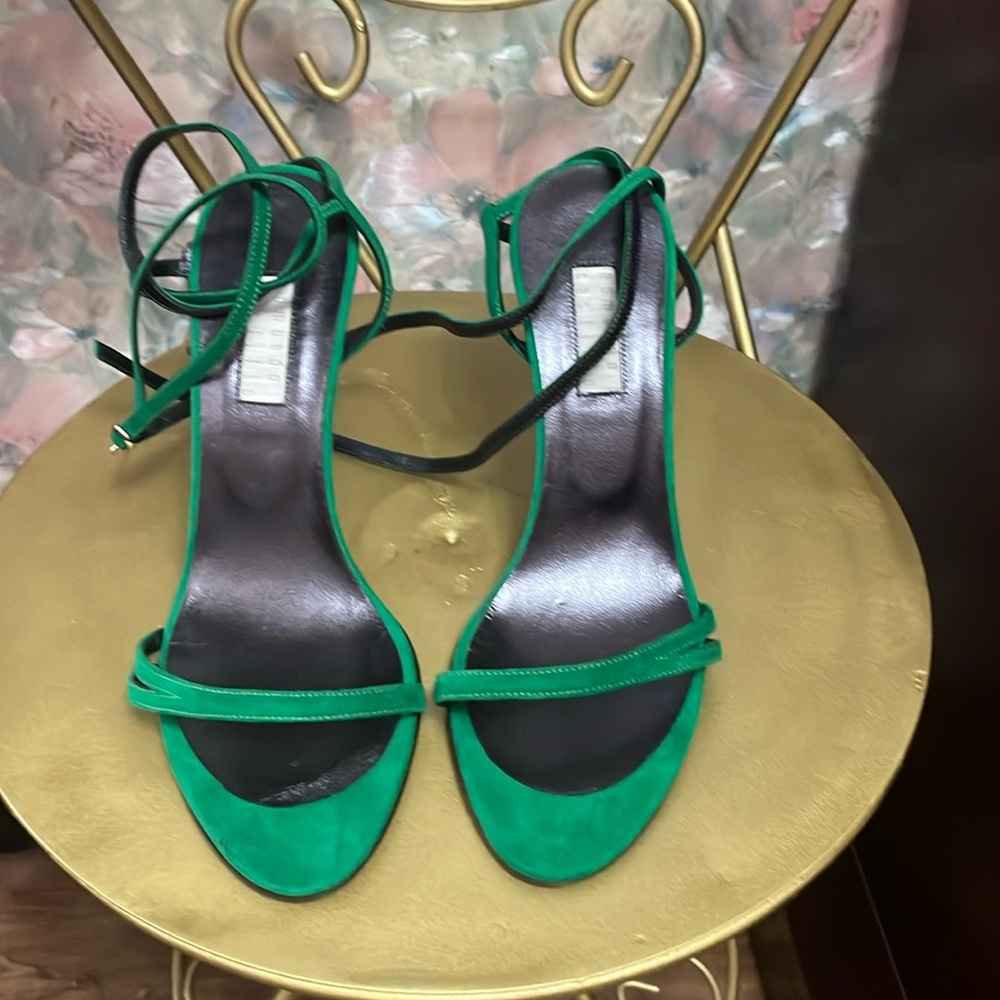 Edmundo Castillo Strappy Bright Green Heels • Size 7 • Designer Statement Shoes